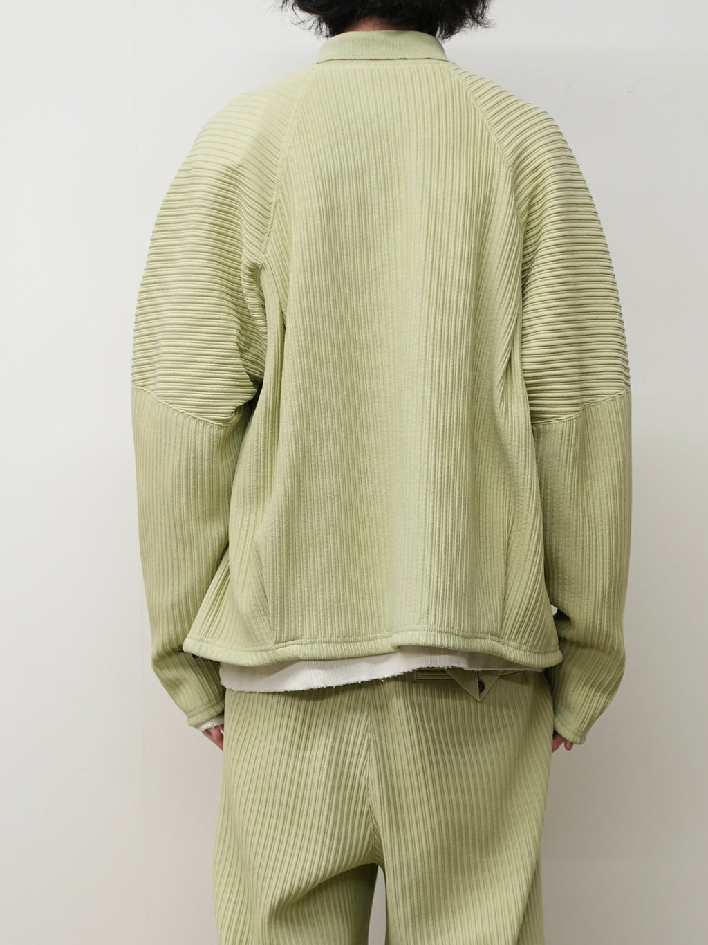 WRINKLED STRIPE SHORT SHIRT JACKET(WASABI)