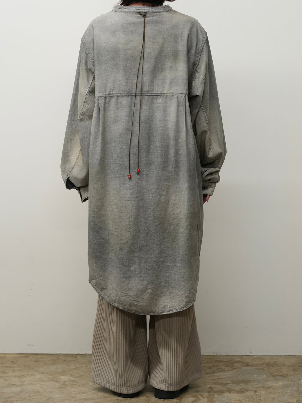 CHAMBRAY LONG SHIRT DRESS(BLACK)