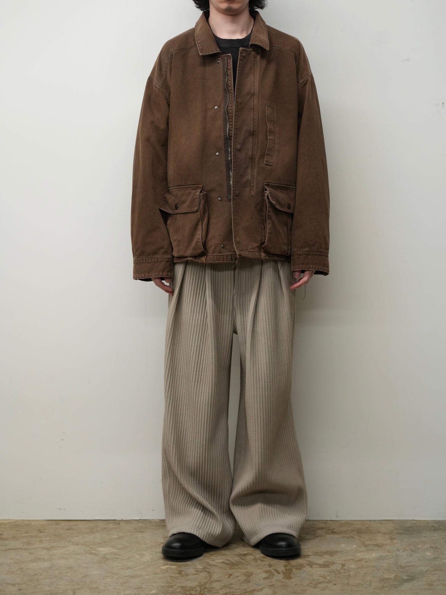 HIGHCOUNT DRILL AGING JACKET(BROWN)