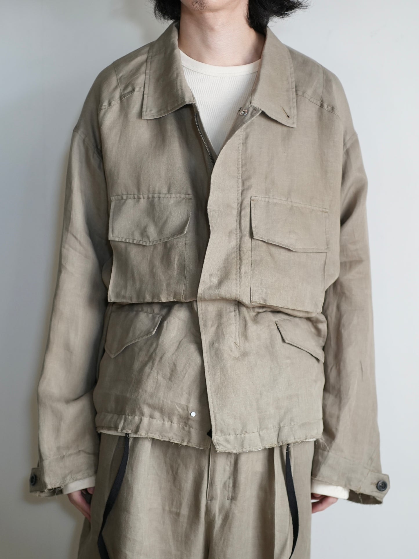 100/S LINEN FIELD JACKET(KHAKIBEIGE)