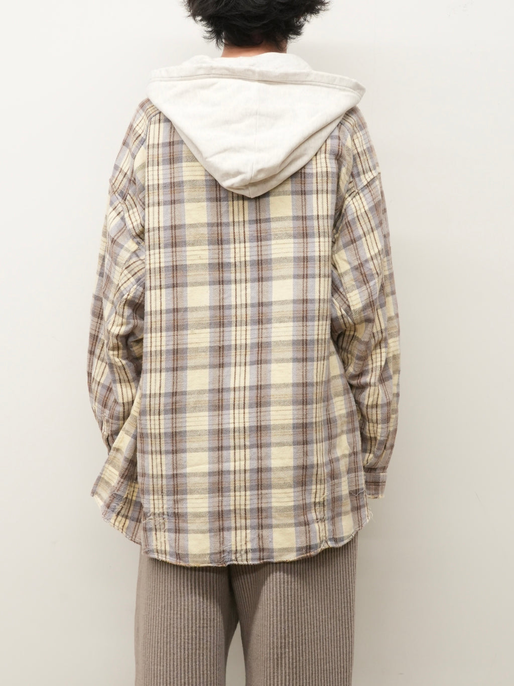 NEL CHECK HOODIE SHIRT(IVORY)