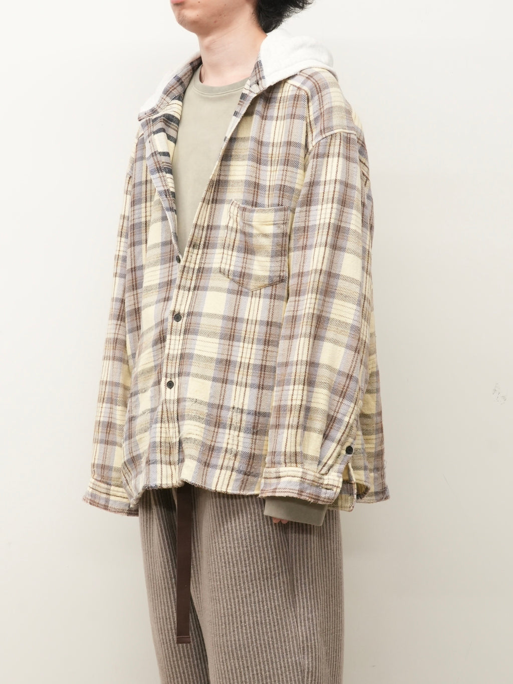 NEL CHECK HOODIE SHIRT(IVORY)