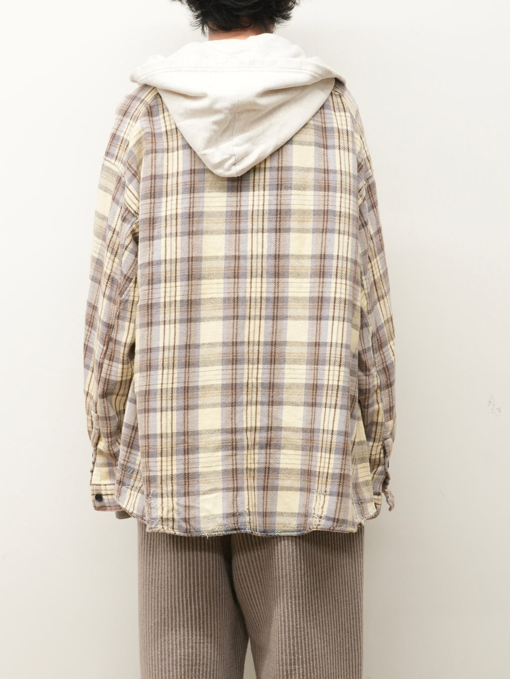 NEL CHECK HOODIE SHIRT(IVORY)