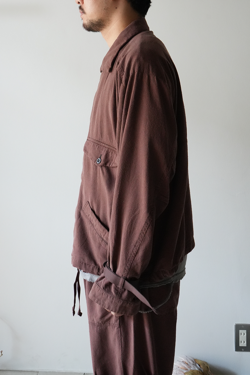 SILK SUEDE WRAP BLOUSON(BROWN)