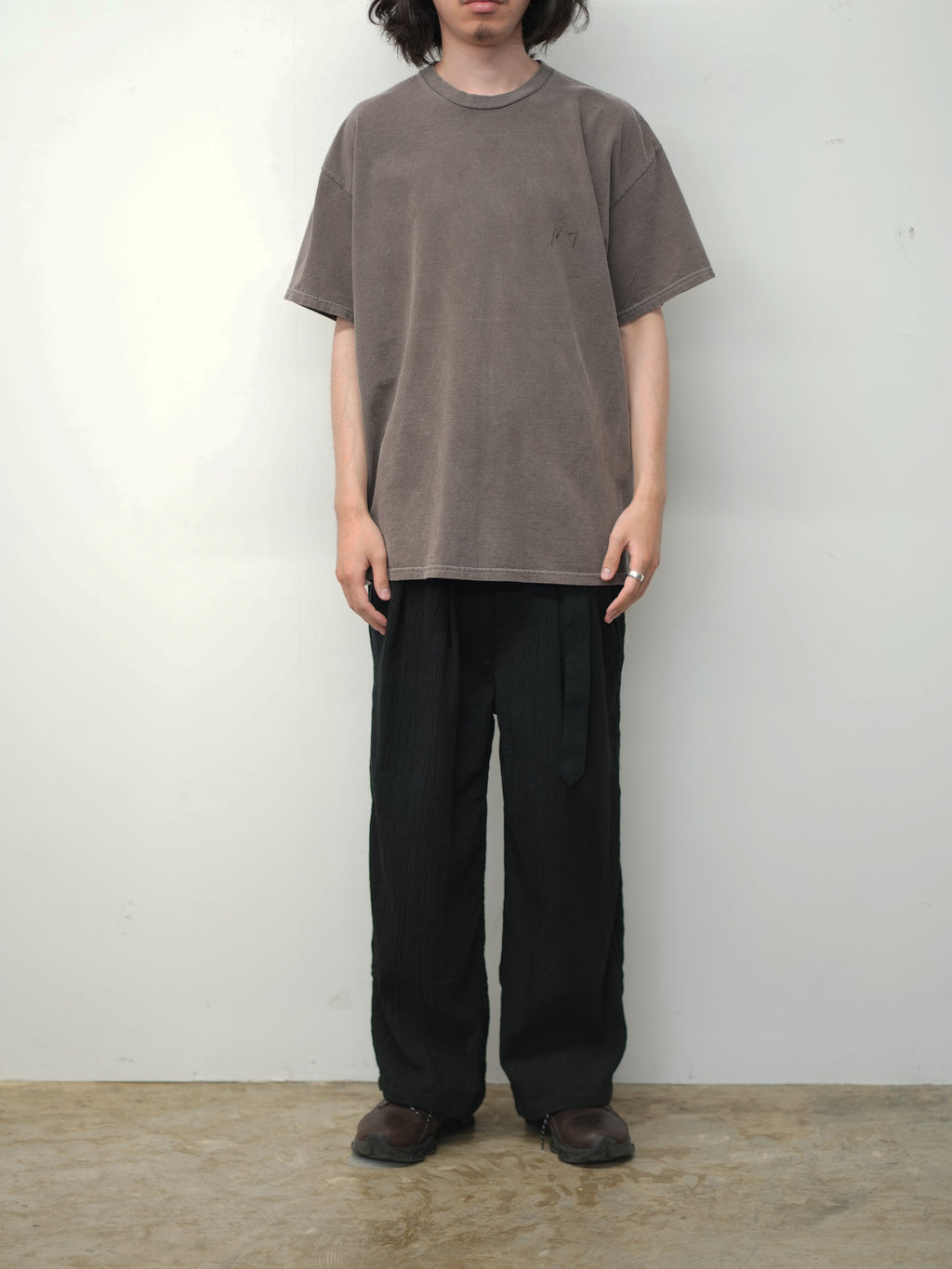 DYED EMBROIDERY T-SHIRT(BROWN)