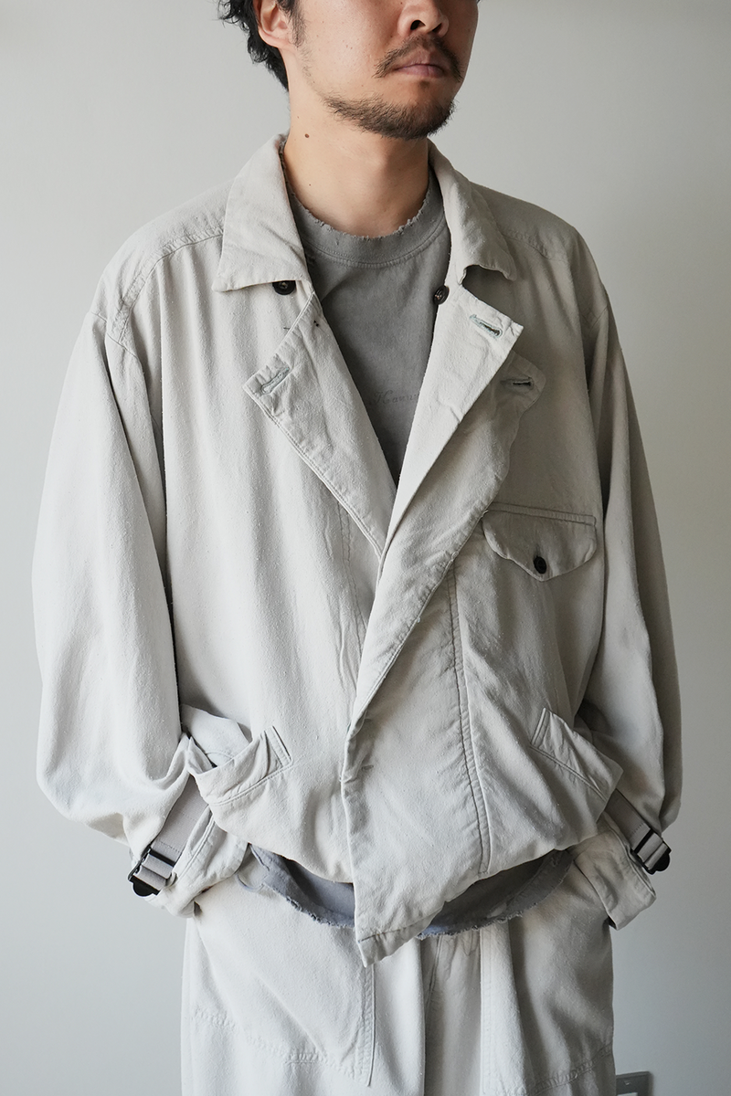 SILK SUEDE WRAP BLOUSON(BLUEGRAY)