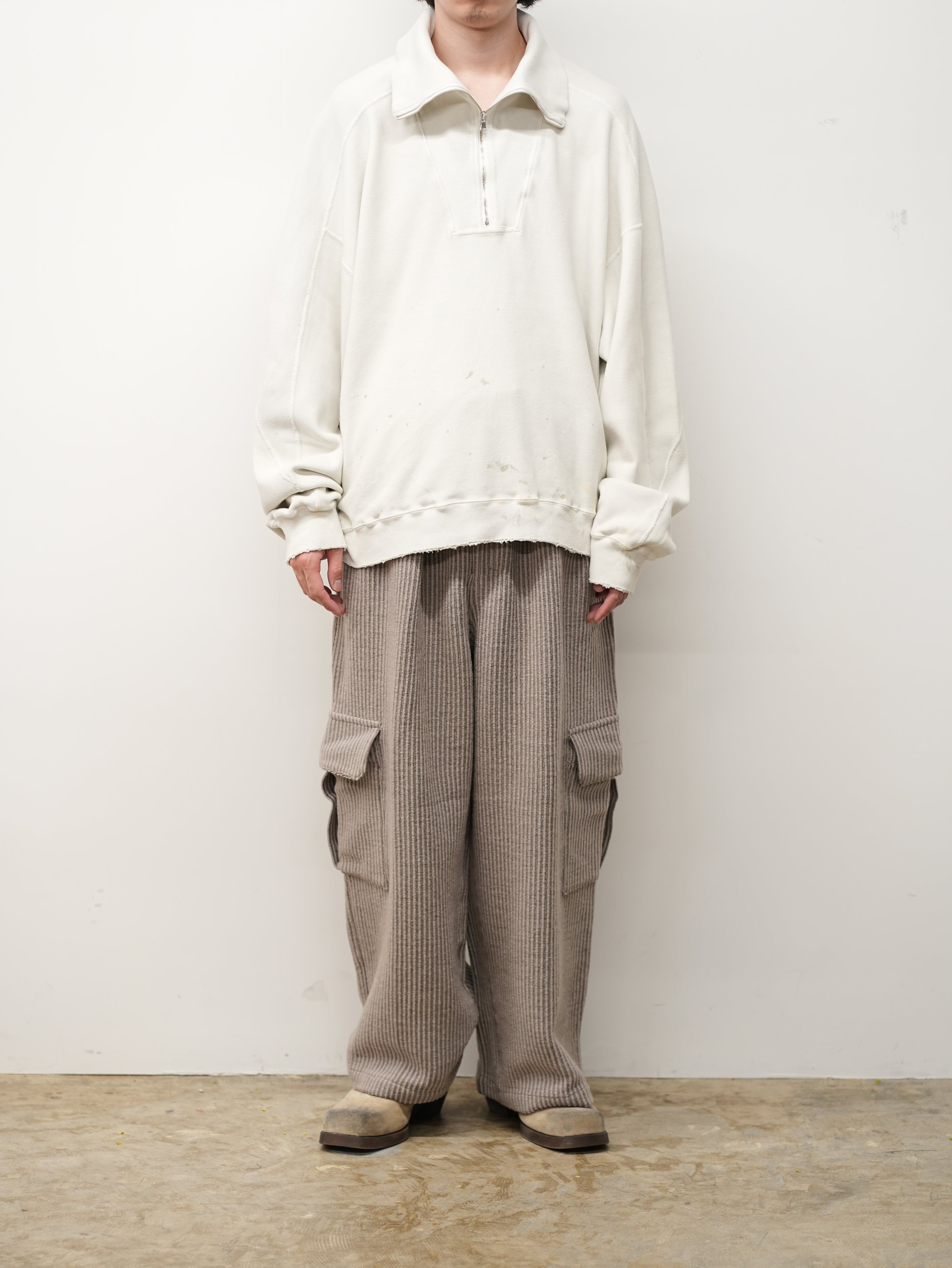 WOOL CORDUROY CARGO SLACKS(SAND) – ANCELLM