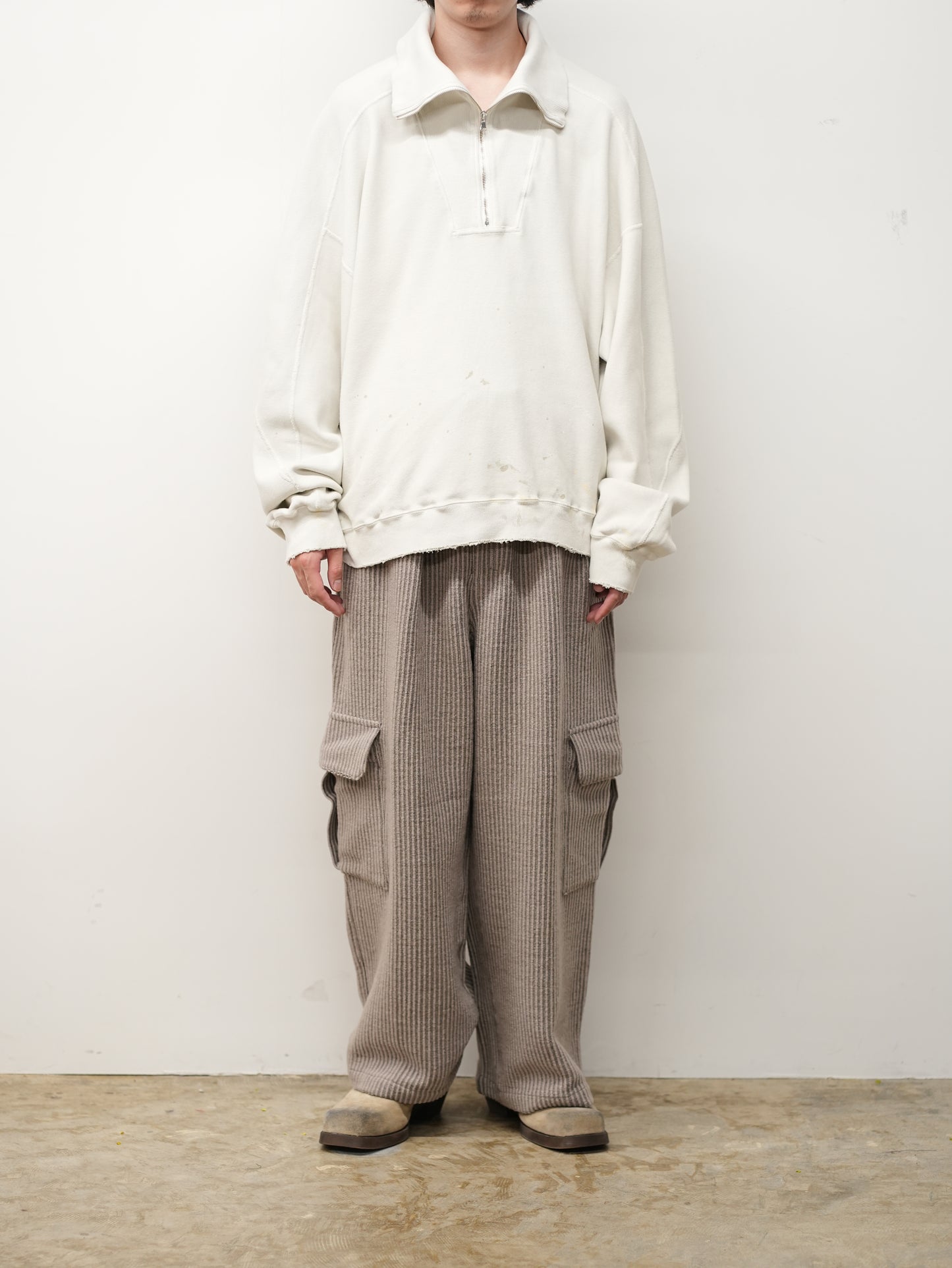 WOOL CORDUROY CARGO SLACKS(SAND)