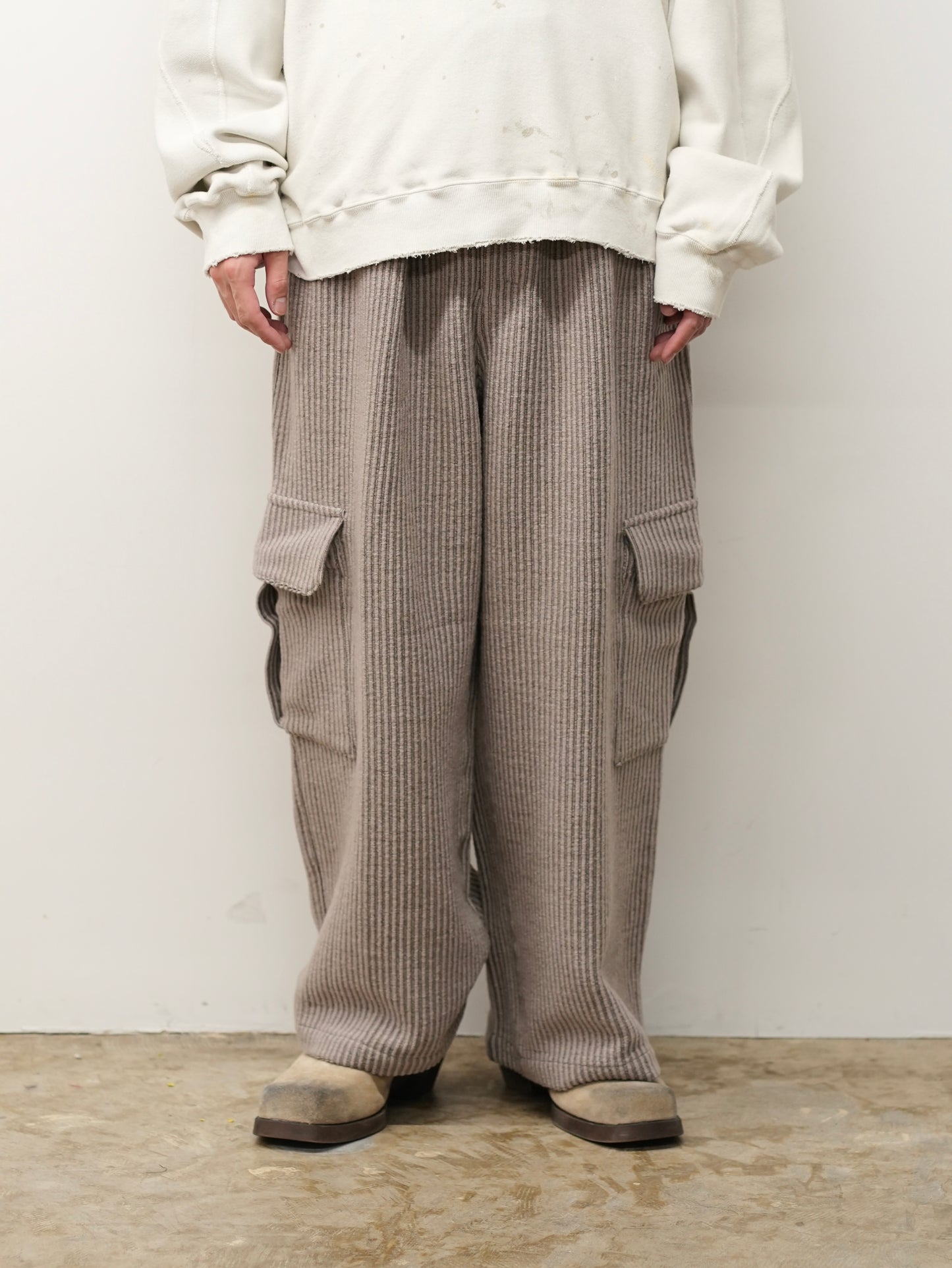 WOOL CORDUROY CARGO SLACKS(SAND)