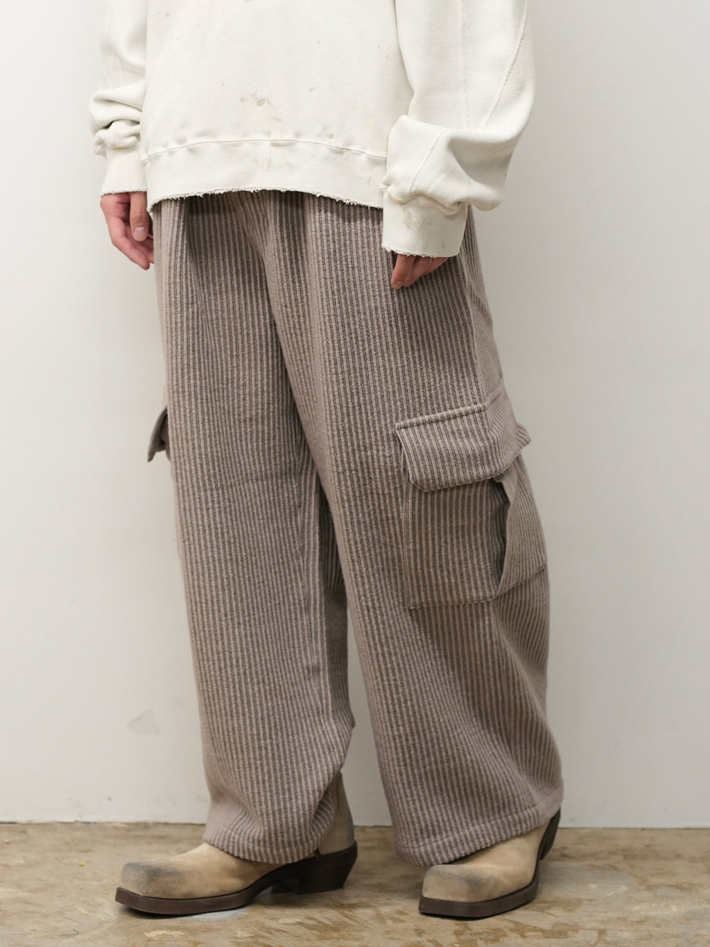 WOOL CORDUROY CARGO SLACKS(SAND)