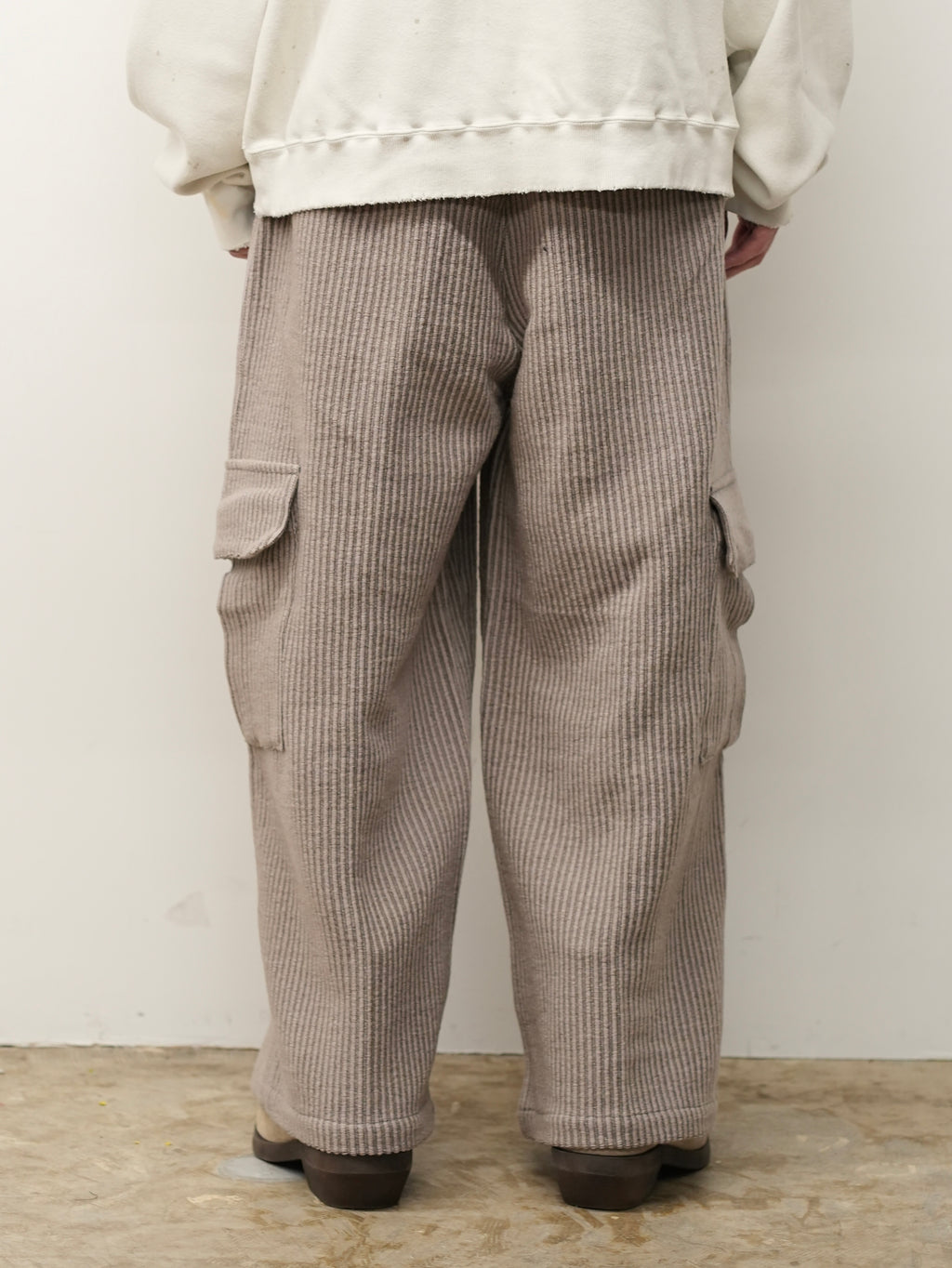 WOOL CORDUROY CARGO SLACKS(SAND)