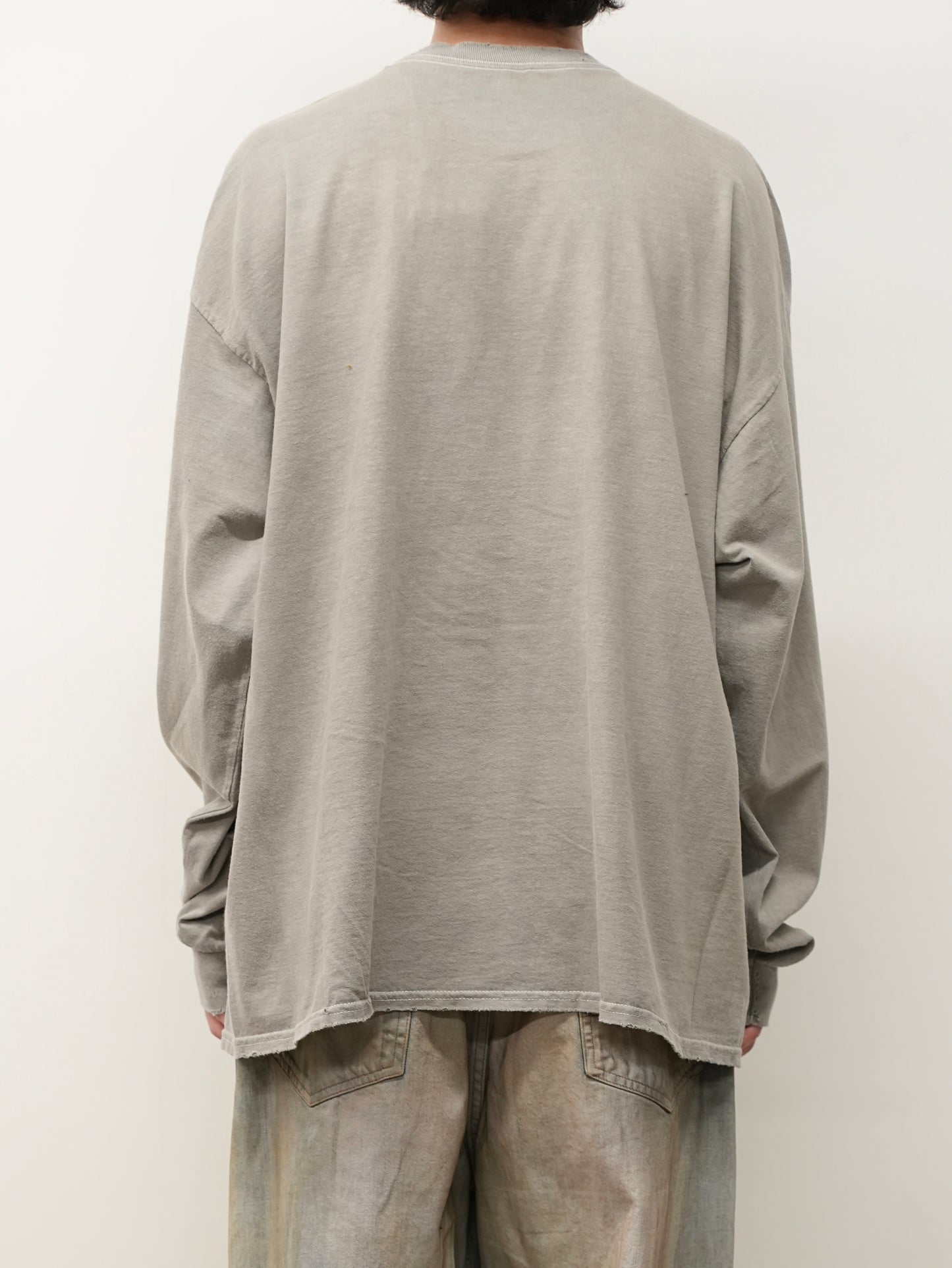 EMBROIDERY DYED LS T-SHIRT(GRAY)