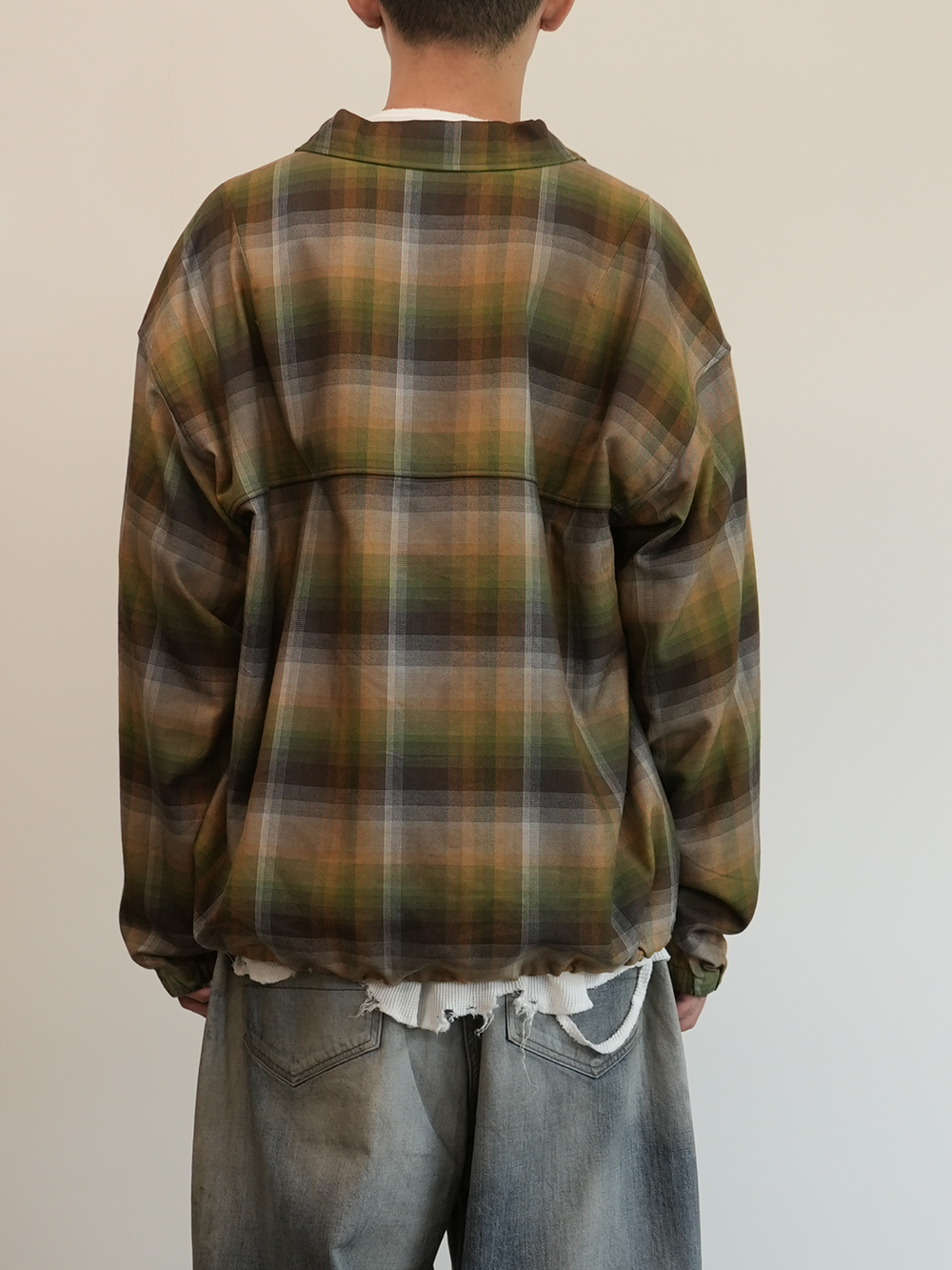 R/C CHECK PULL OVER SHIRT(BROWN/GREEN)