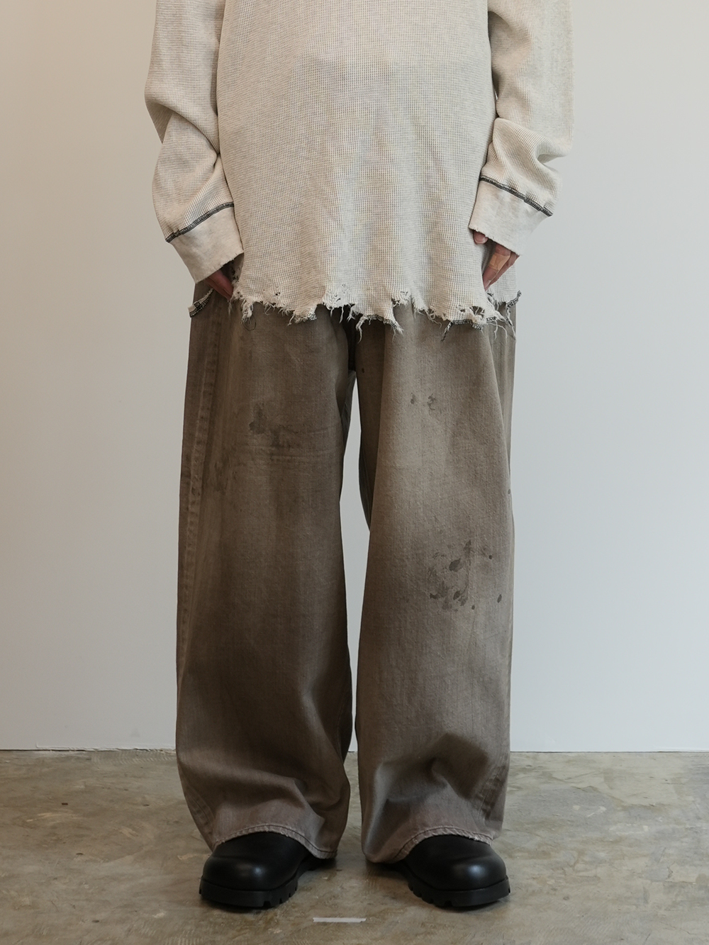 AGING WIDE DENIM 5P PANTS(BROWN)