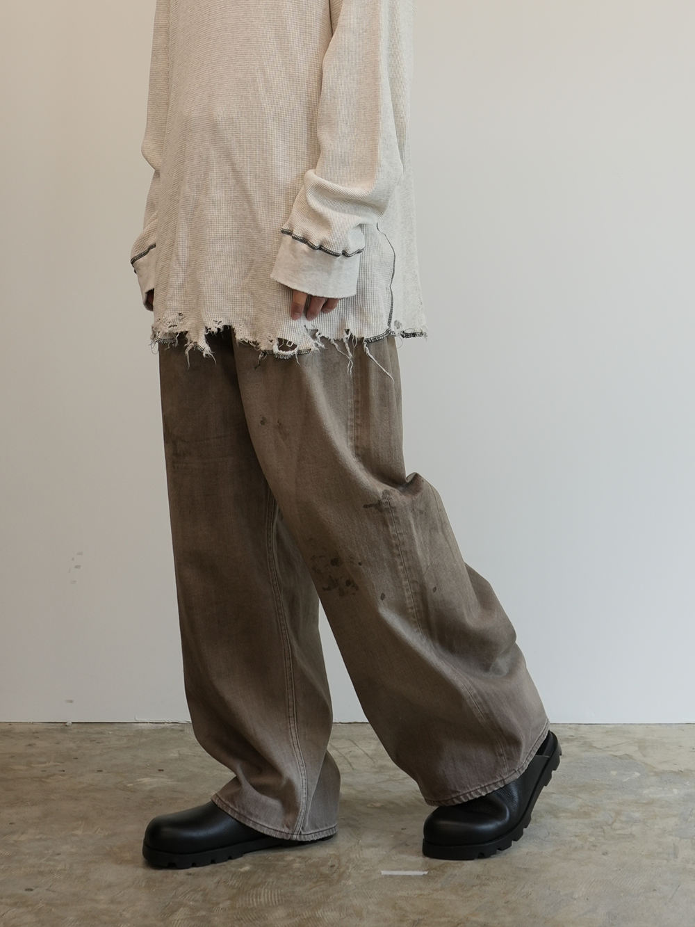 AGING WIDE DENIM 5P PANTS(BROWN)