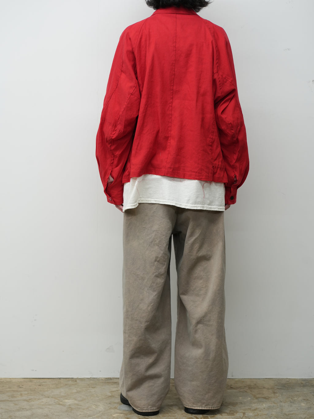 トップス ANCELLM 24awVELOUR SWITCHING JACKET L/N ZIPUP SHIRT JACKET(RED) – ANCELLM