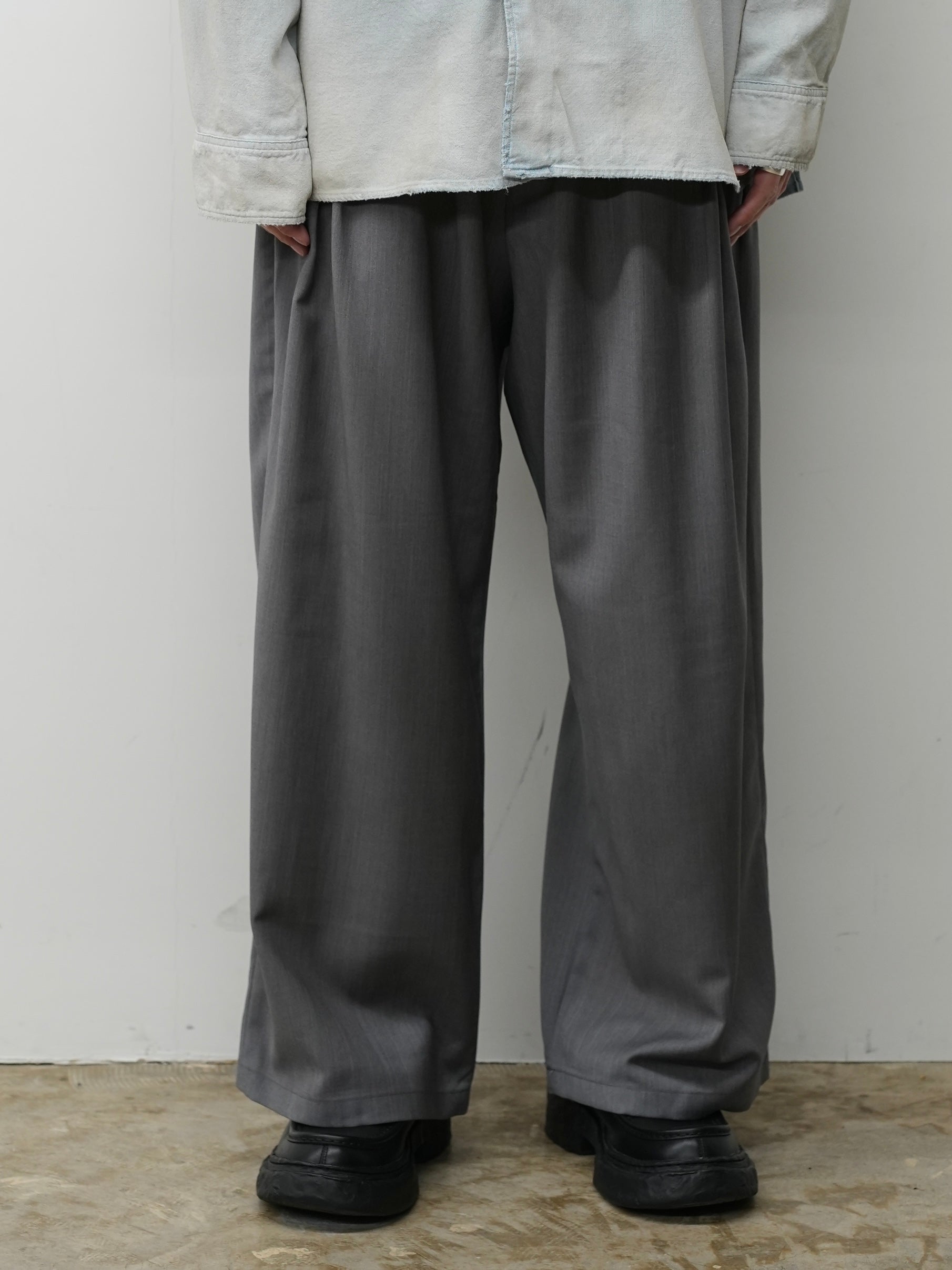 BELTED WOOL SLACKS(GRAY) – ANCELLM
