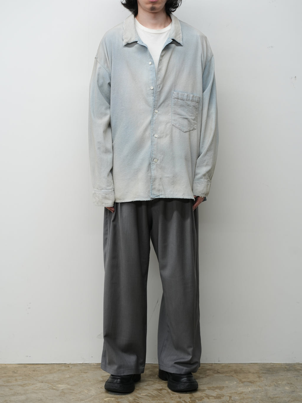 BELTED WOOL SLACKS(GRAY) – ANCELLM