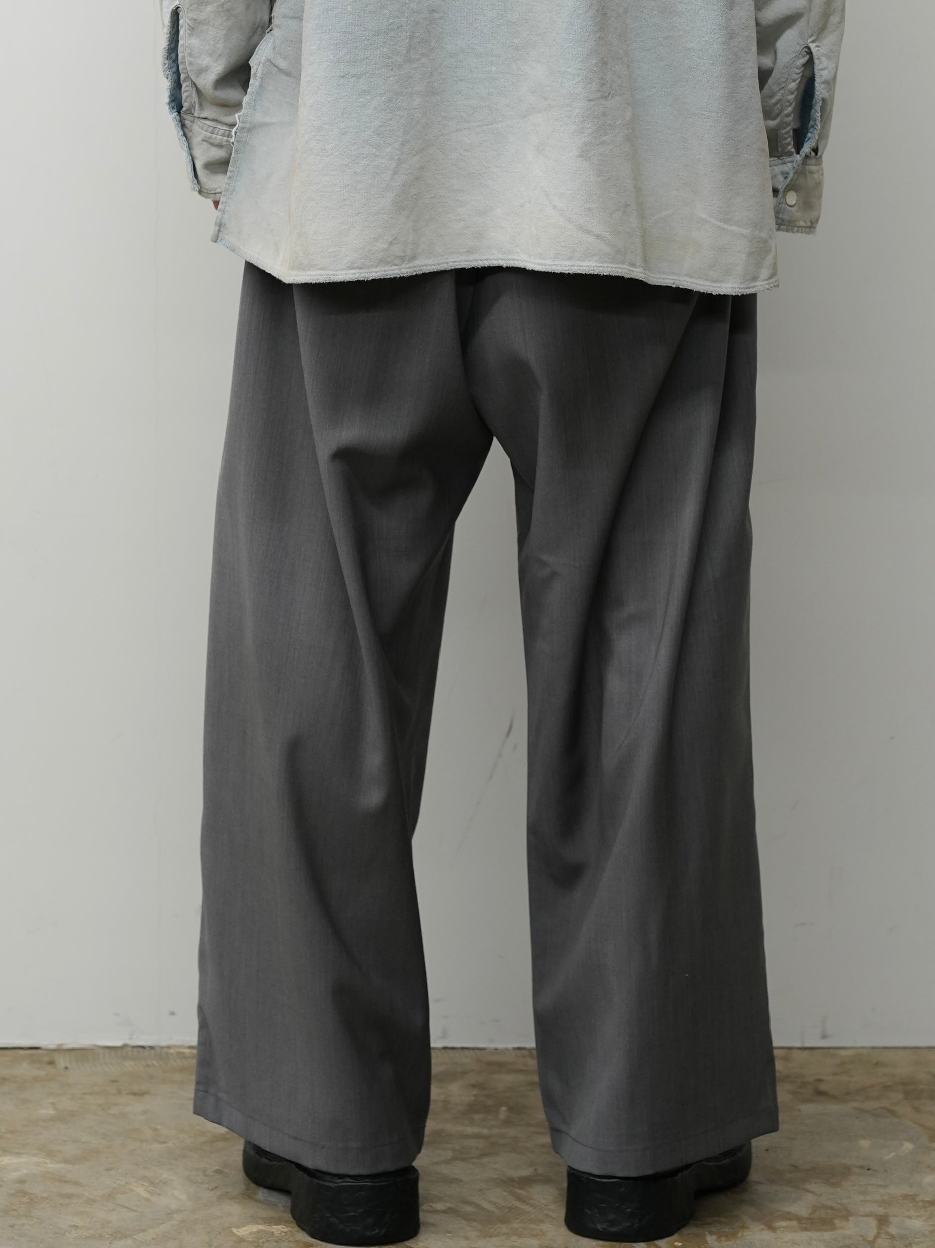 BELTED WOOL SLACKS(GRAY) – ANCELLM