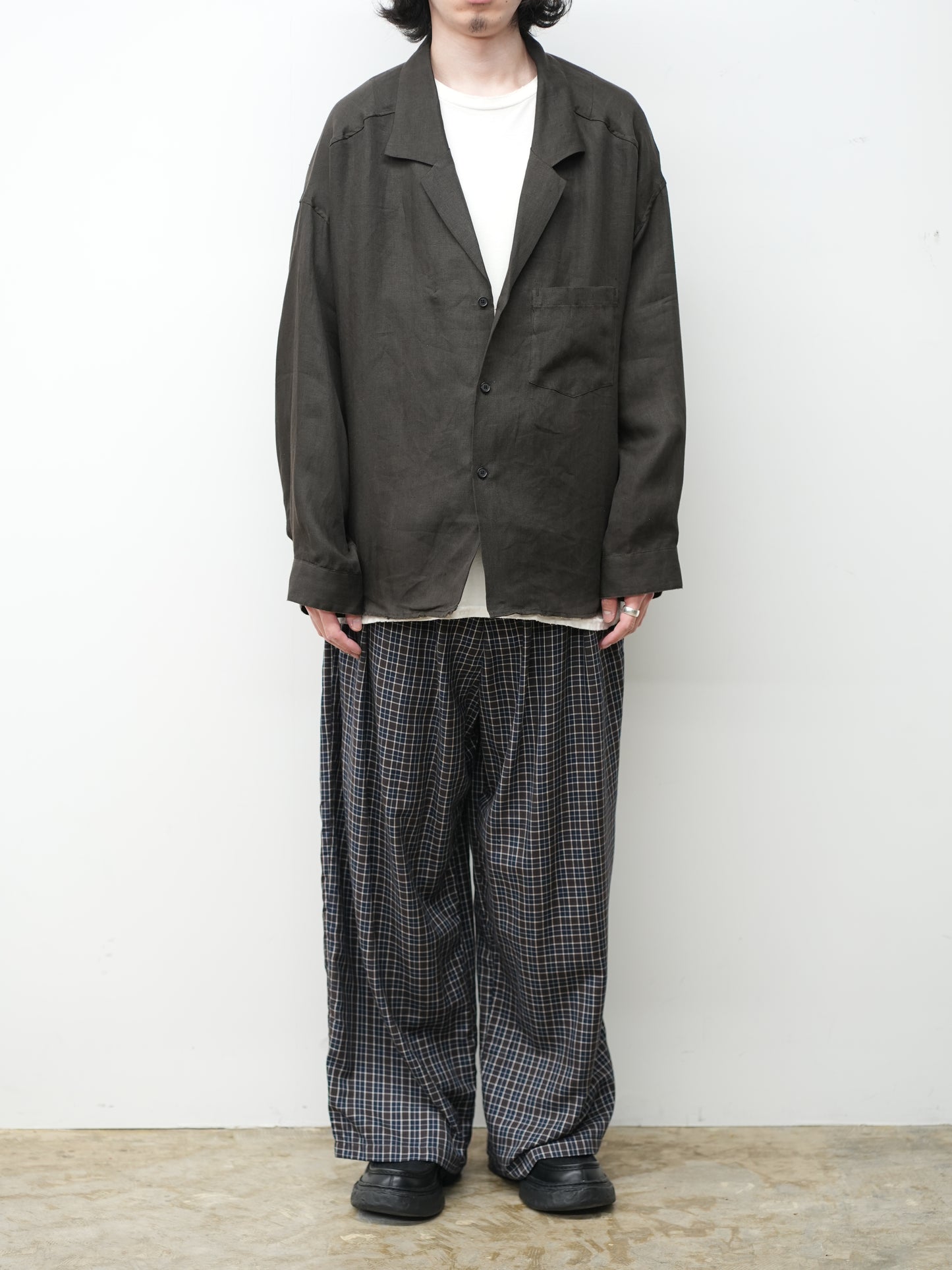 100/S LINEN TAILORED SHIRT(BROWN)