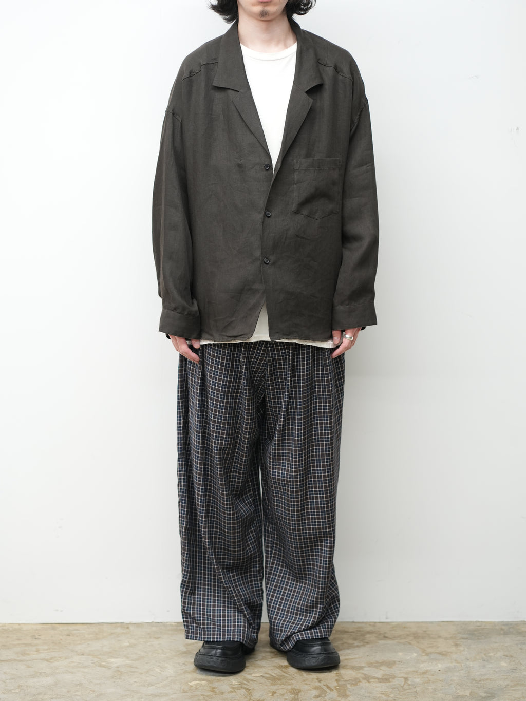 100/S LINEN TAILORED SHIRT(BROWN)