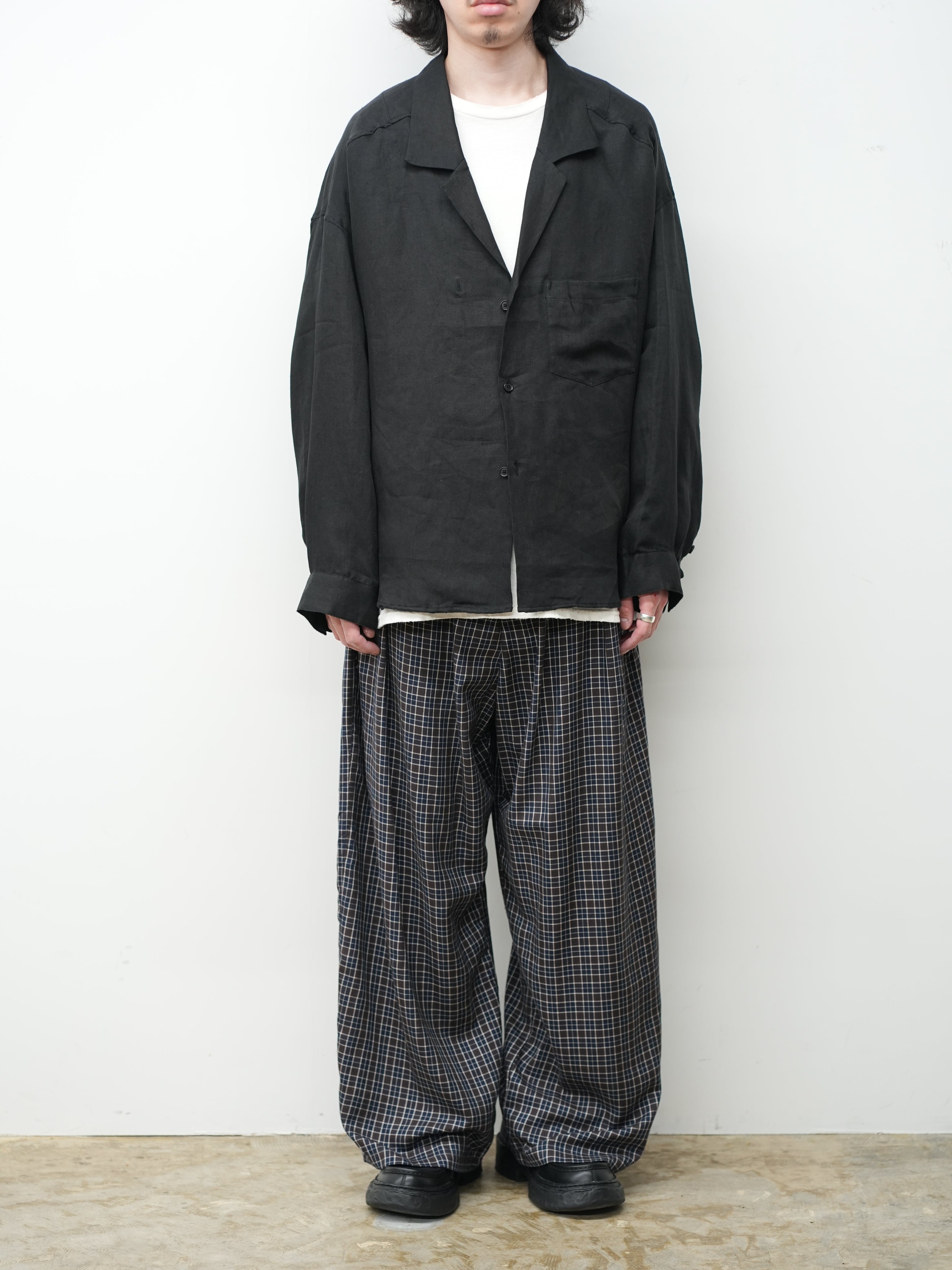 100/S LINEN TAILORED SHIRT(BLACK) – ANCELLM