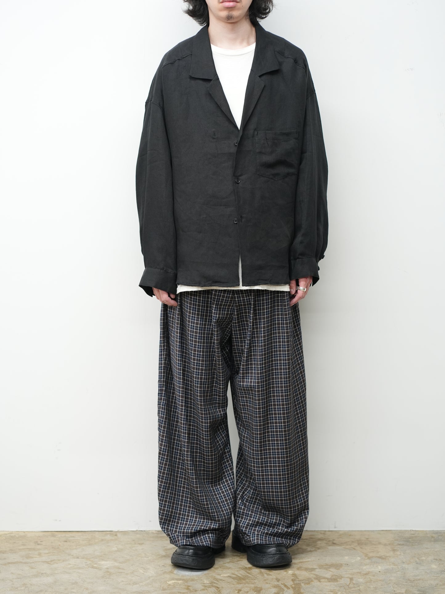100/S LINEN TAILORED SHIRT(BLACK)