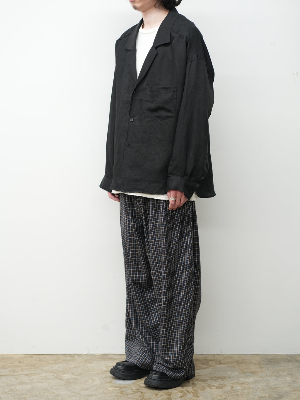 100/S LINEN TAILORED SHIRT(BLACK)