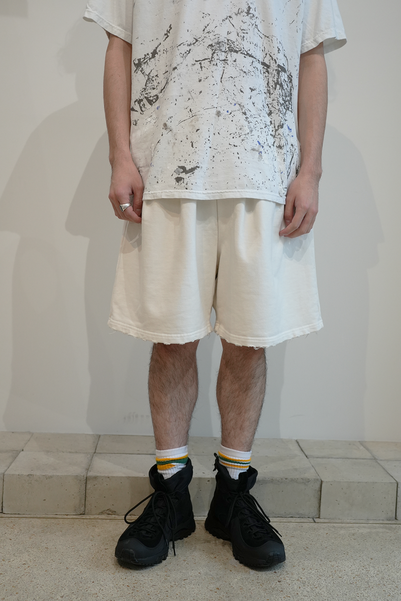 TUCK SWEAT SHORTS(WHITE)