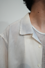 MELANGE OPEN COLLAR SS SHIRT(WHITE)