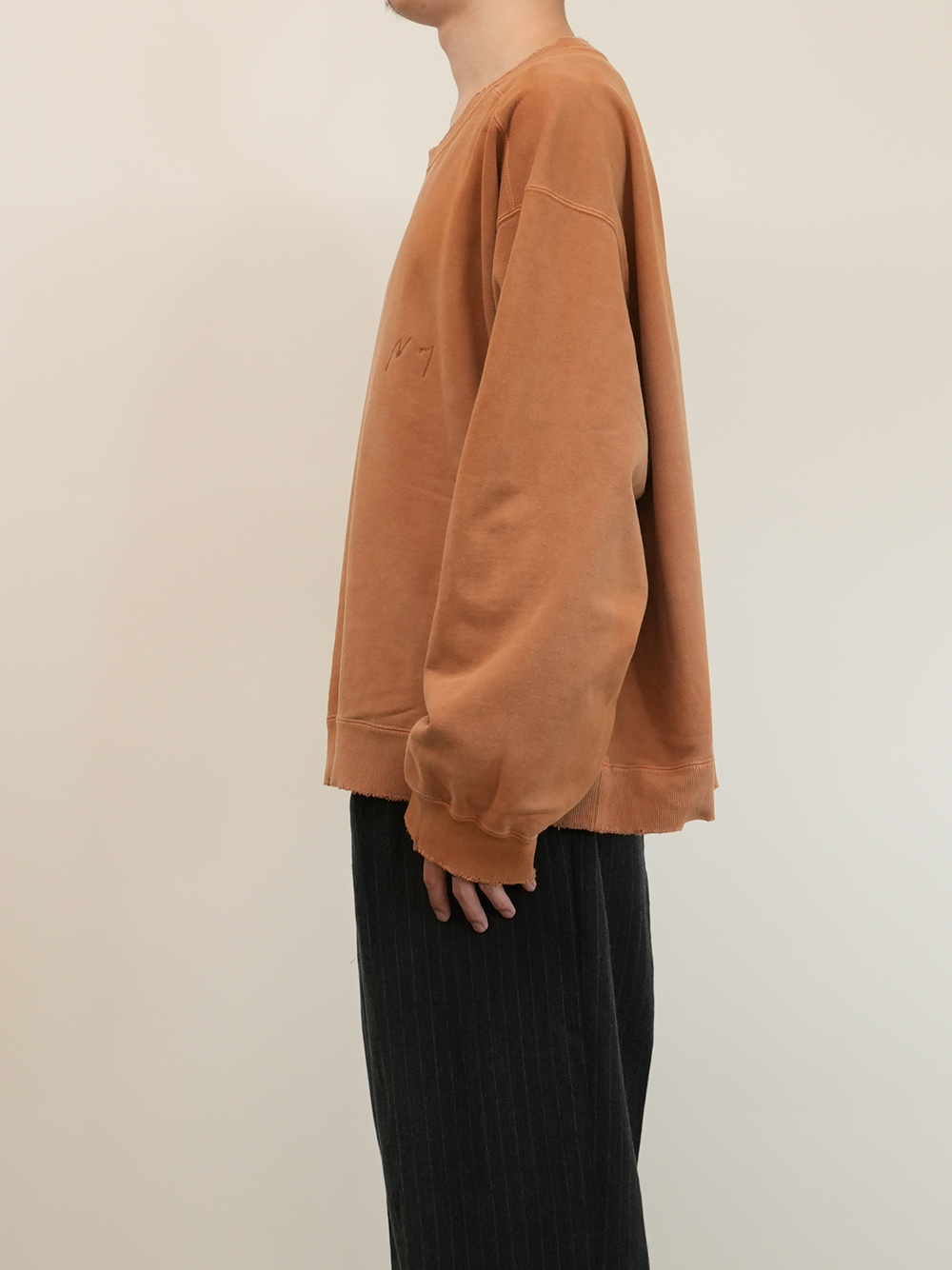 EMBROIDERY UNEVEN OVER SWEAT SHIRT(TERRACOTTA)