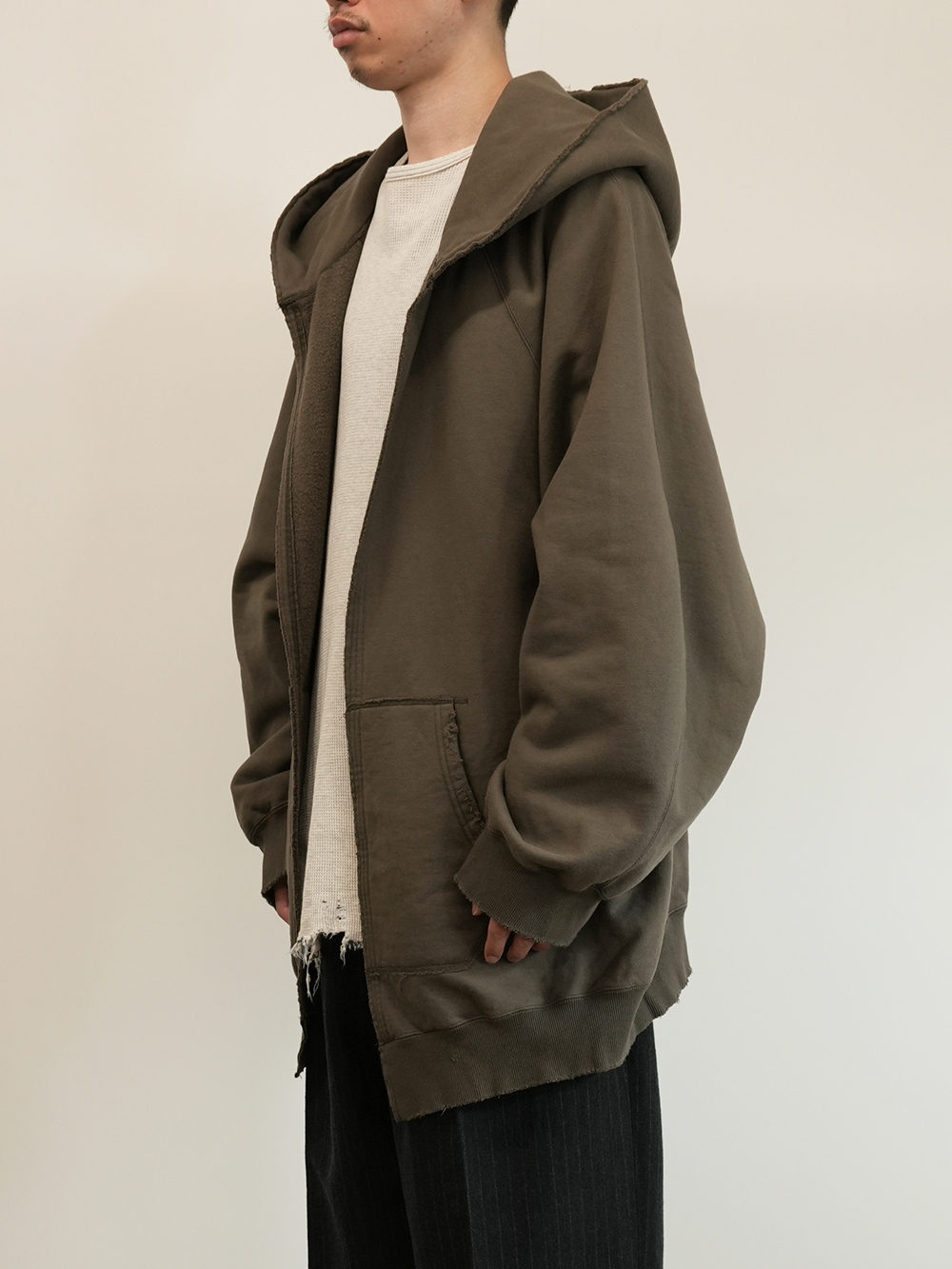 OVER SWEAT COAT HOODIE(OLIVE)