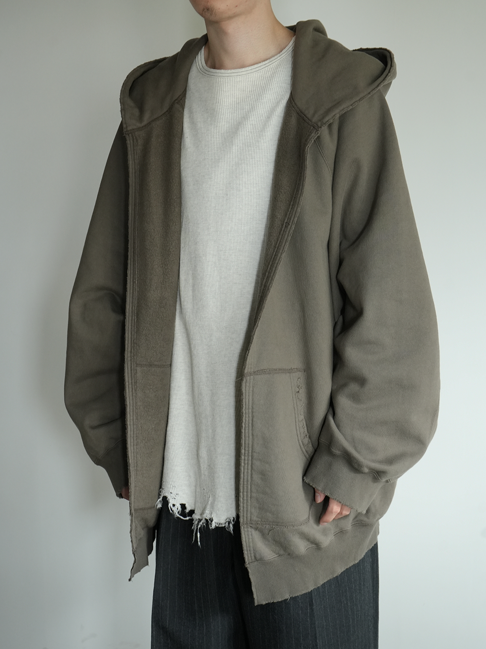 OVER SWEAT COAT HOODIE(OLIVE)