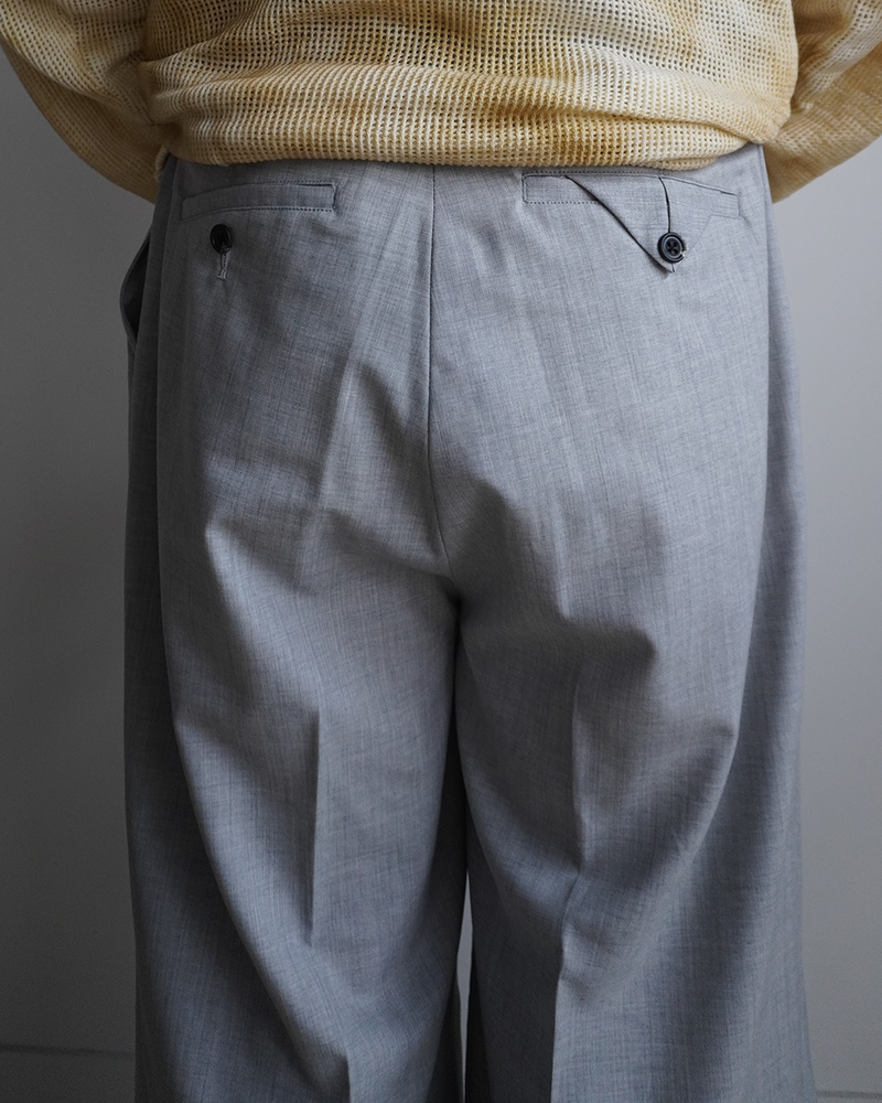 WOOL DAMAGE WIDE SLACKS(GRAY) – ANCELLM