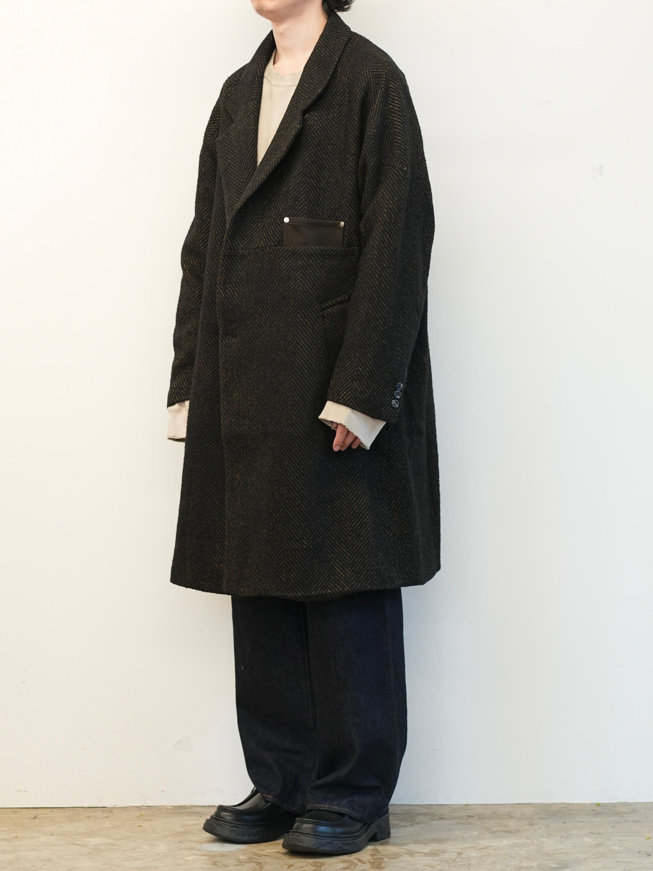 ジャケット・アウター 25aw ANCELLM SEMI-DOUBLE CHESTER COAT SEMI-DOUBLE CHESTER COAT(BROWN×BLACK) – ANCELLM