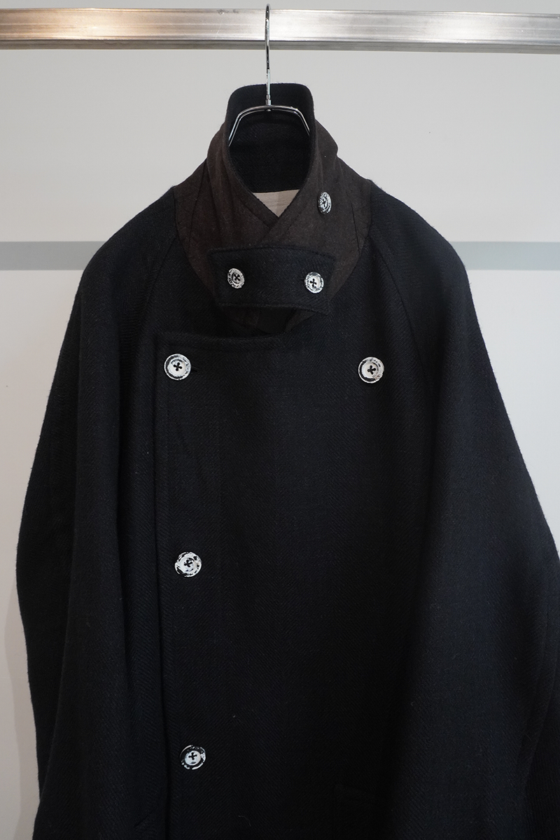 DOUBLE-BREASTED COAT(BLACK)