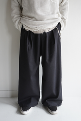 WOOL WIDE SLACKS(CHARCOAL)