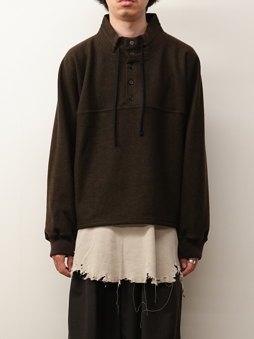 HENLEY PULL OVER SHIRT(D.BROWN)