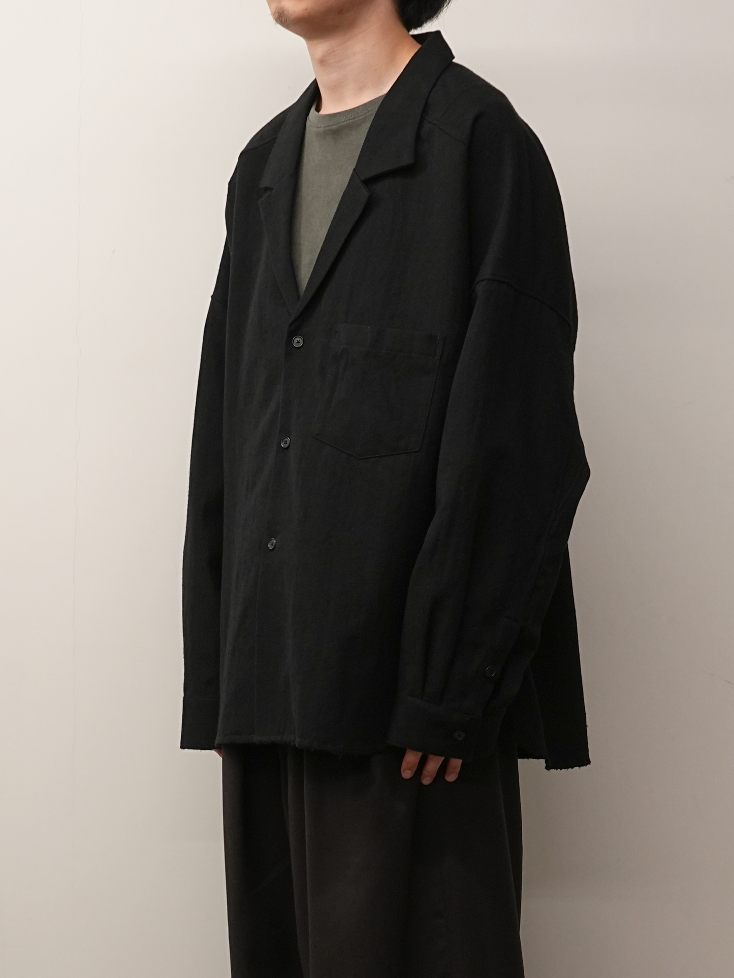 WASH WOOL TAILORED SHIRT(BLACK)