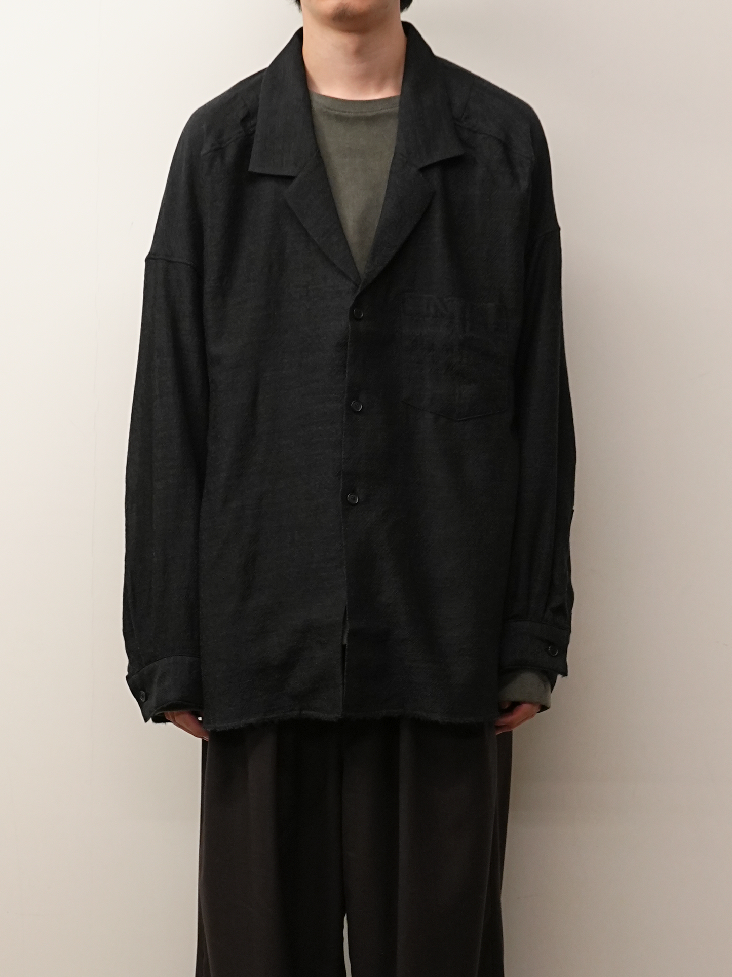 WOOL KERSEY TAILORED SHIRT(BLACK)