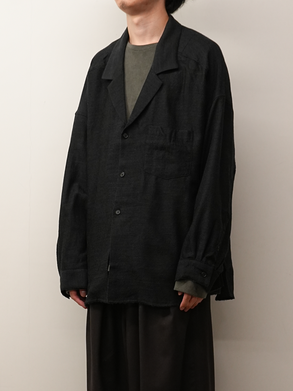 WOOL KERSEY TAILORED SHIRT(BLACK)