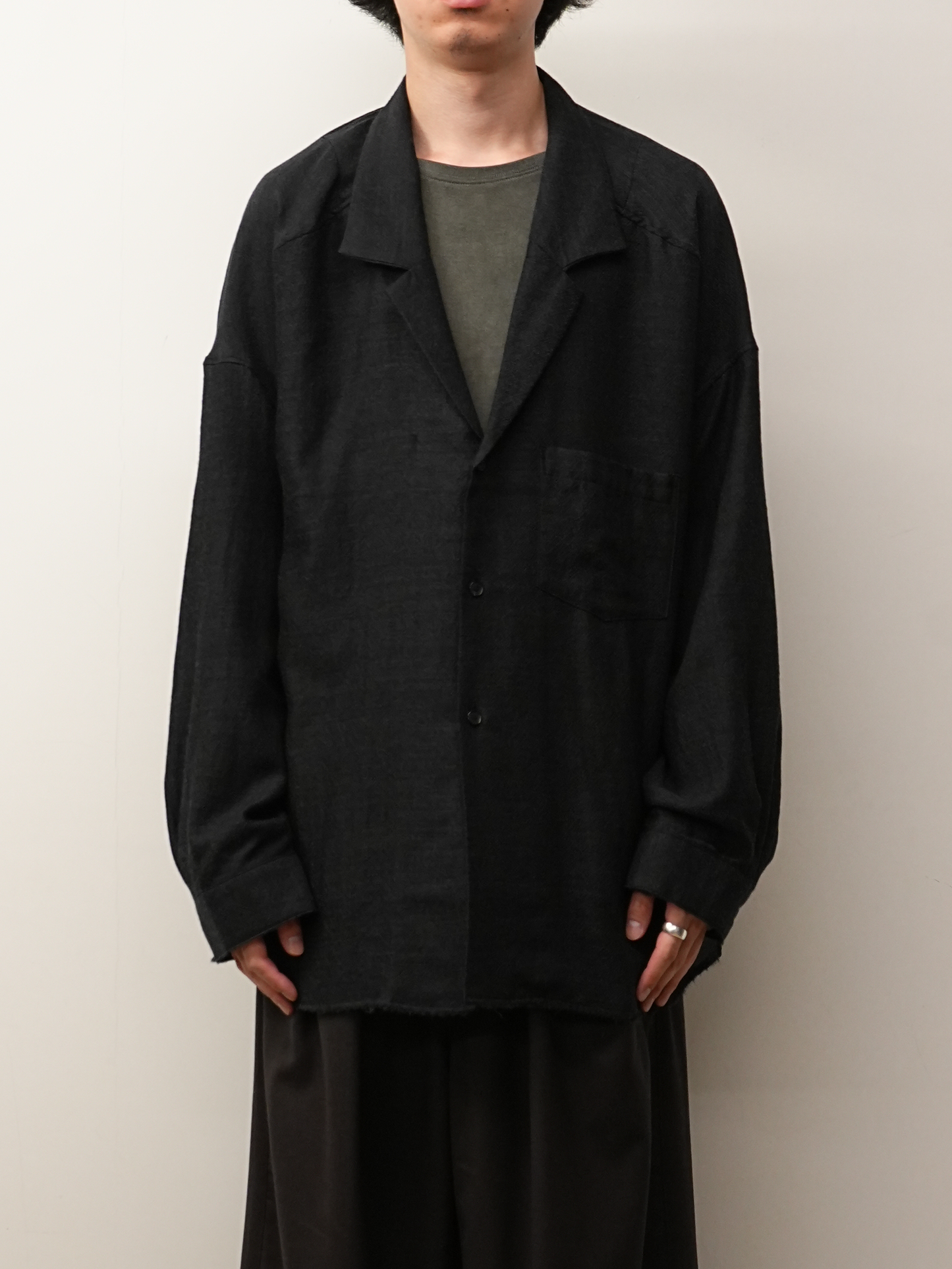 WOOL KERSEY TAILORED SHIRT(BLACK)