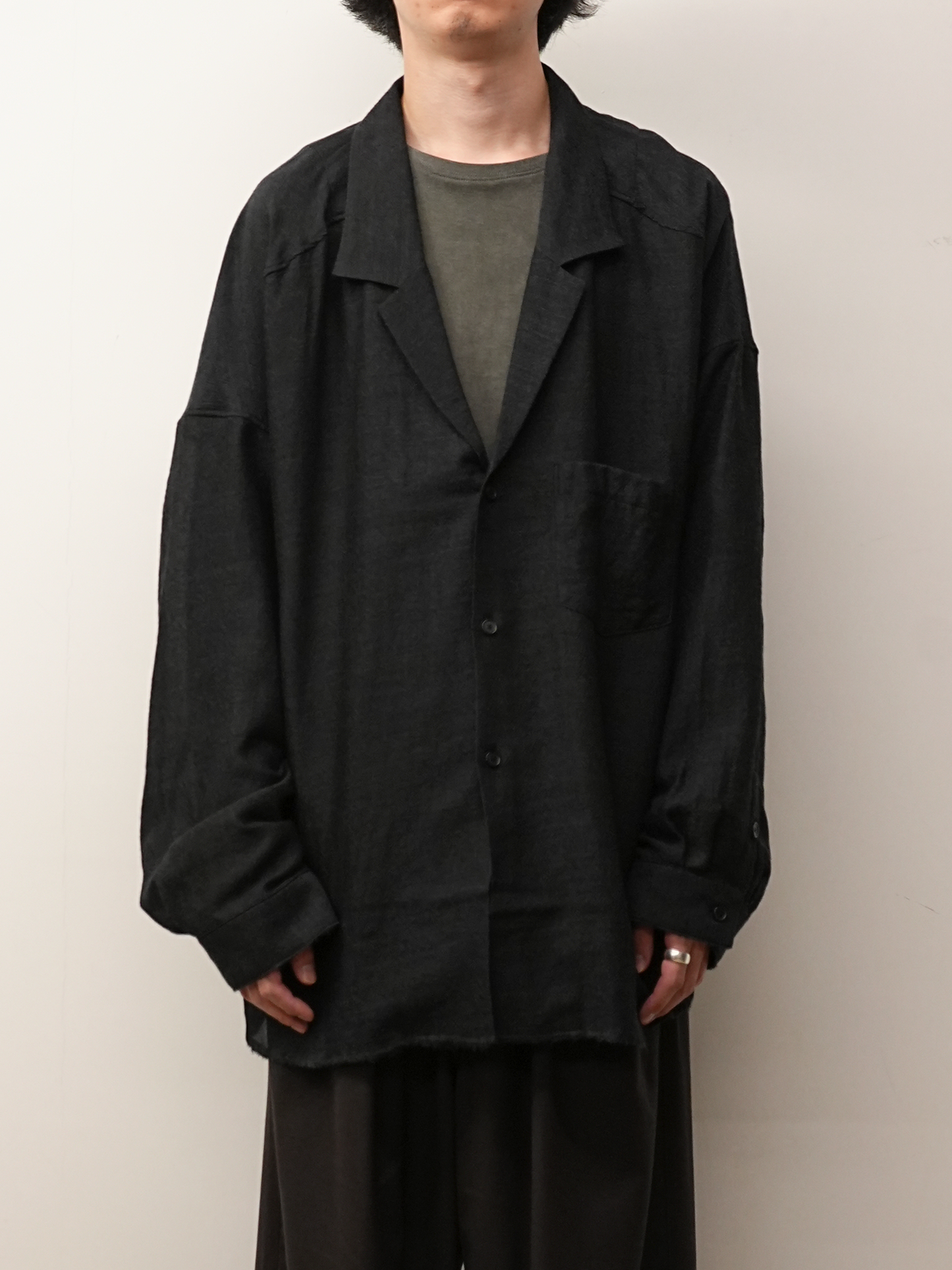 WOOL KERSEY TAILORED SHIRT(BLACK)