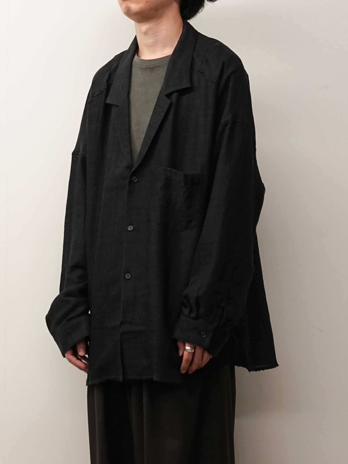 WOOL KERSEY TAILORED SHIRT(BLACK)