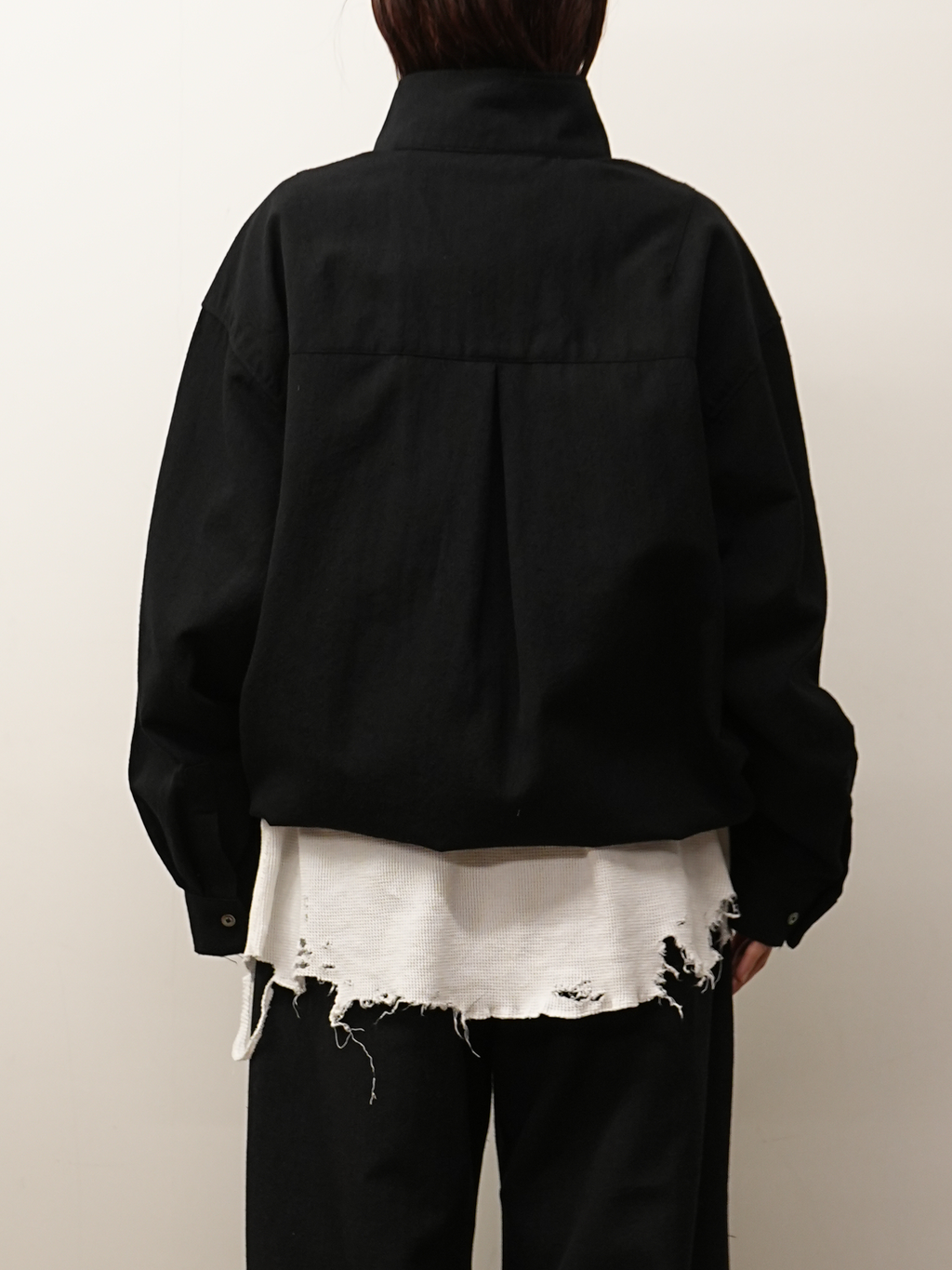 WOOL HALF ZIP PULL OVER SHIRT(BLACK) – ANCELLM