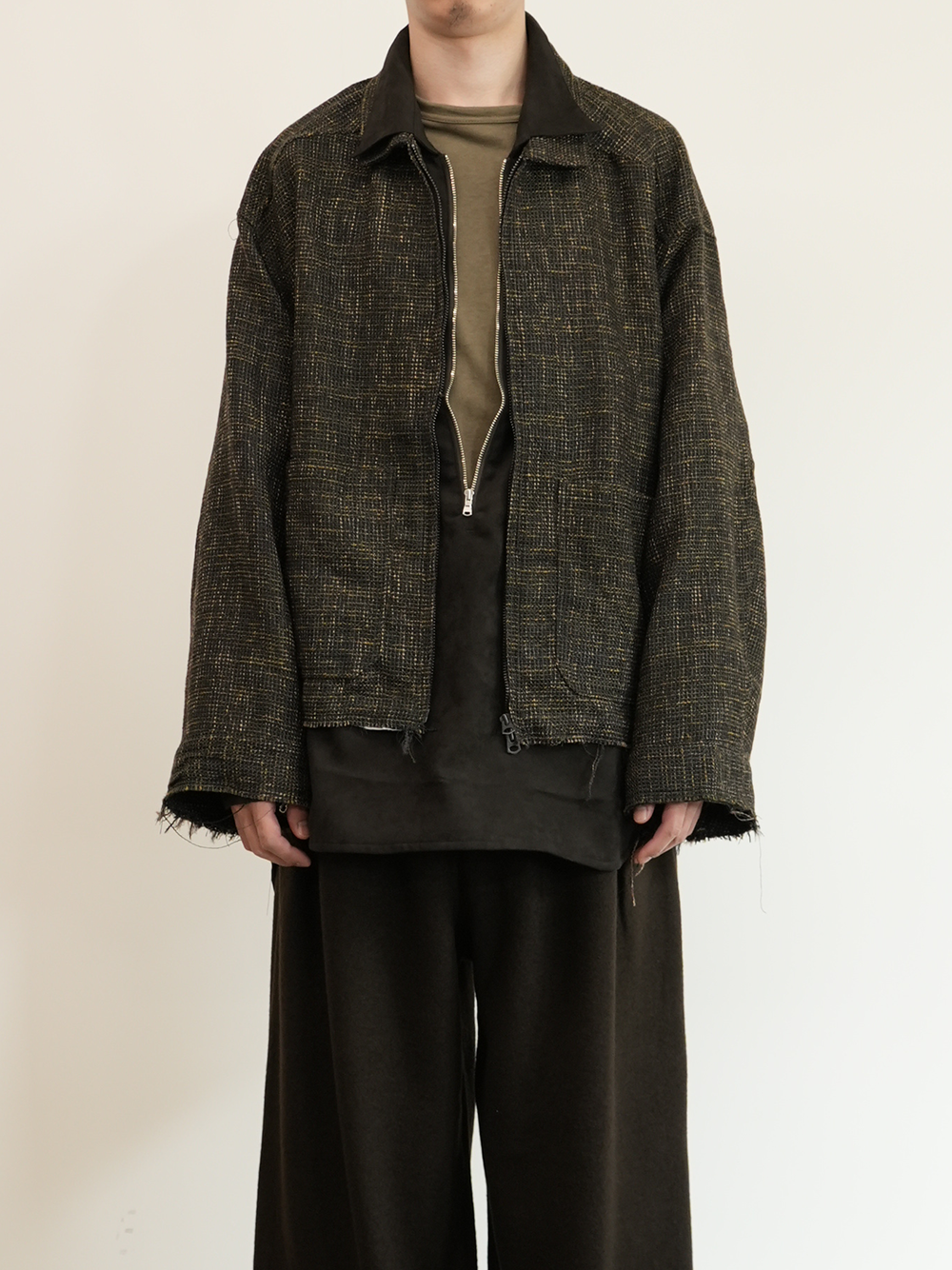 TWEED ZIP JACKET(BROWN)