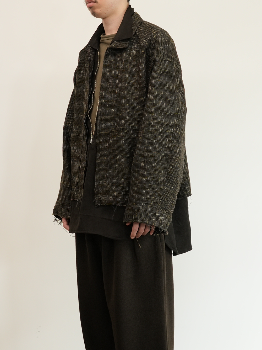 TWEED ZIP JACKET(BROWN)