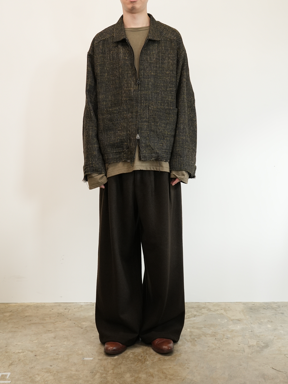 ANCELLM TWEED ZIP JACKET brown 2 ANCELLM TWEED ZIP JACKET brown 2