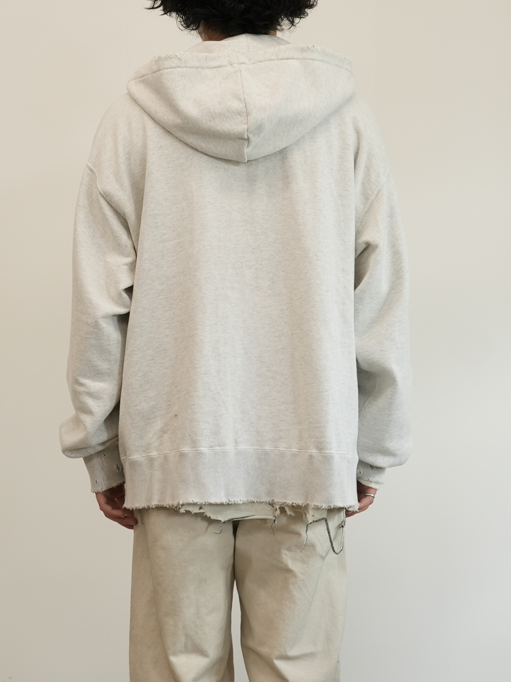 CRASH ZIP HOODIE(HEATHER WHITE)