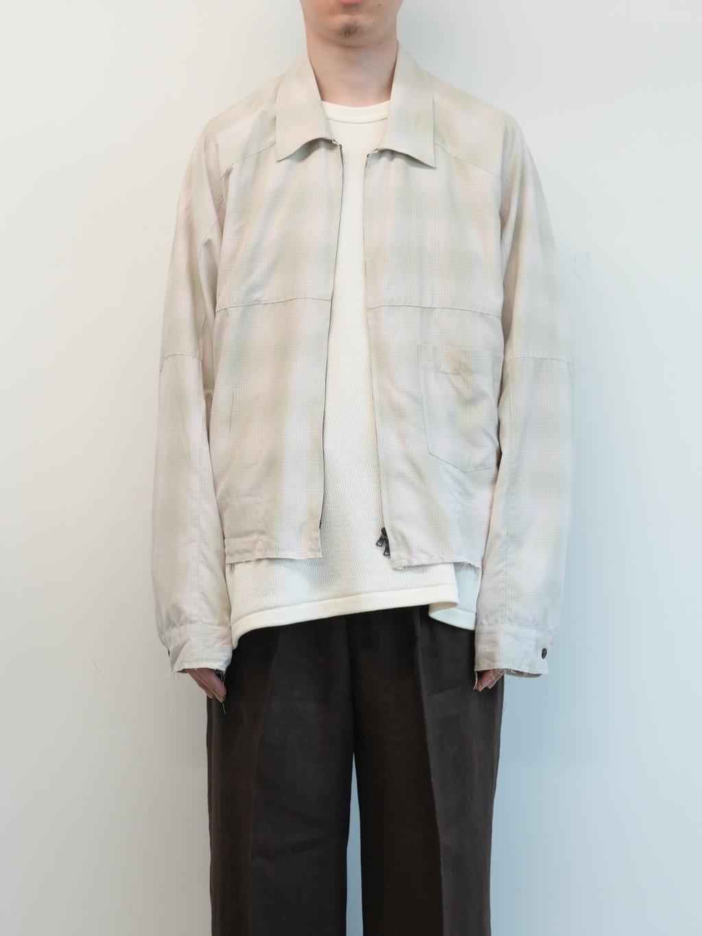 OMBRECHECK SHORT ZIPUP SHIRT(PINK) – ANCELLM OMBRECHECK SHORT ZIPUP SHIRT(PINK) – ANCELLM